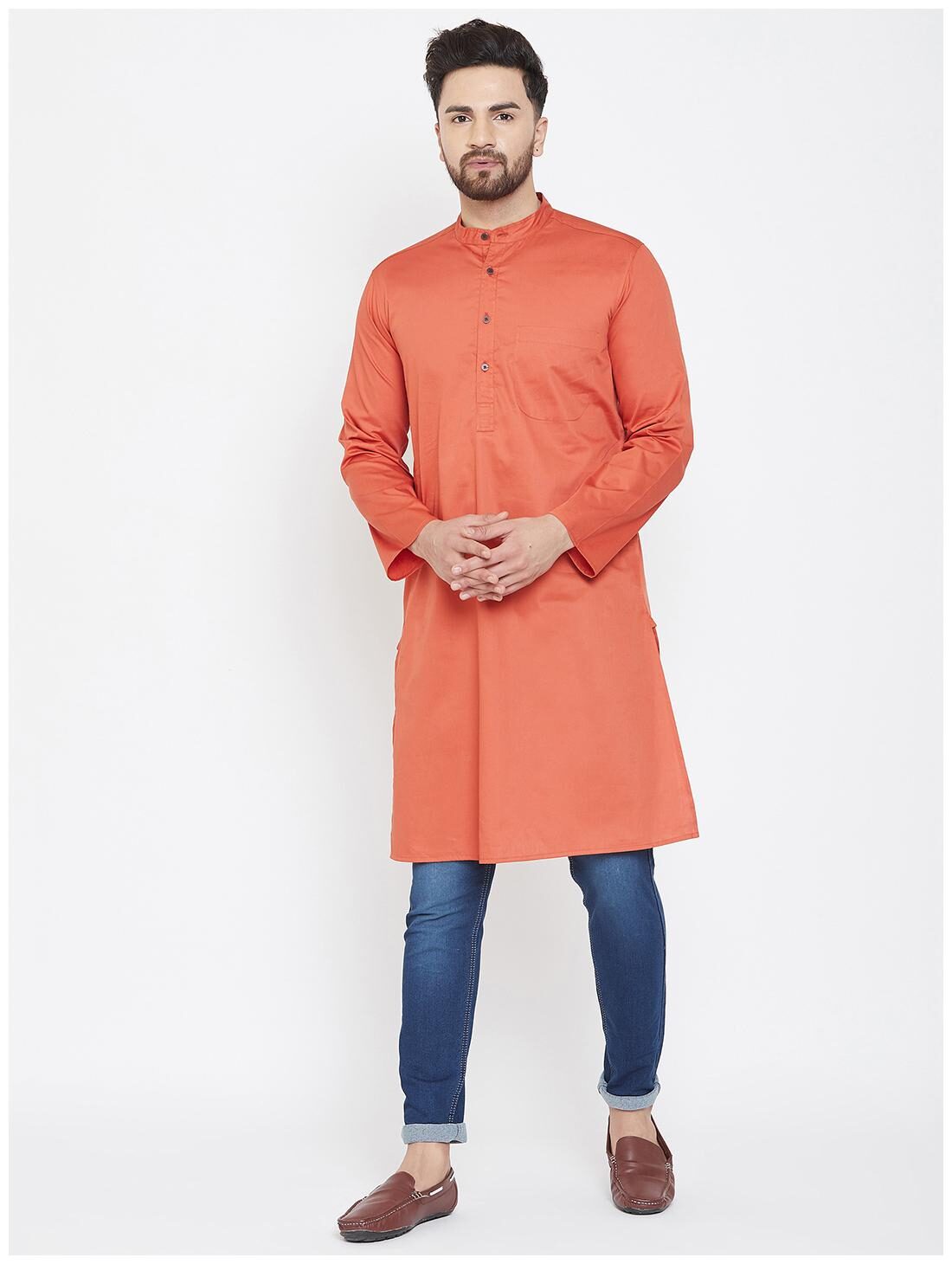 

EVEN Men Orange Regular Fit Kurta