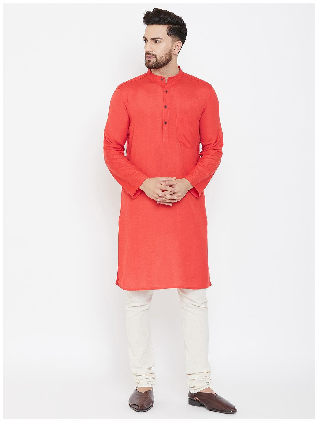 

EVEN Men Orange Regular Fit Kurta