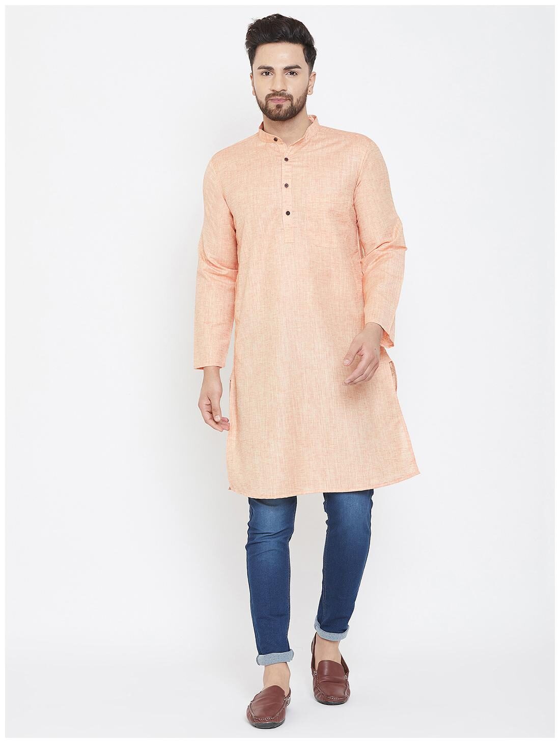

EVEN Men Peach Regular Fit Kurta