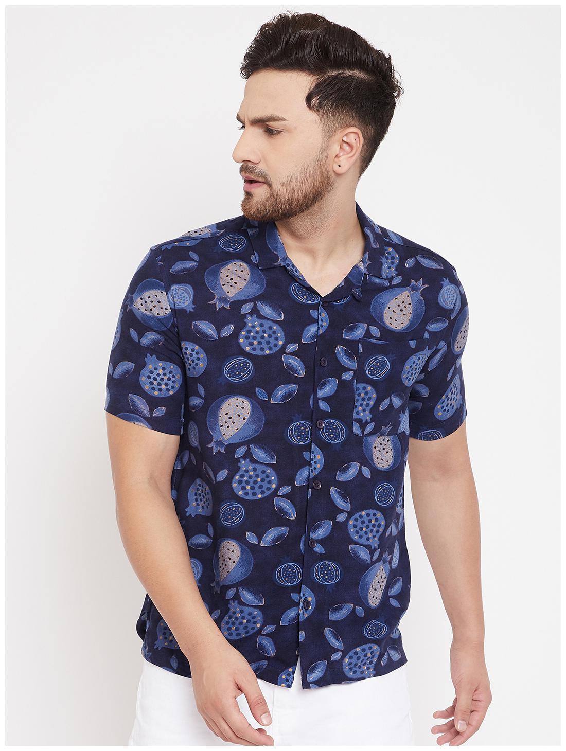 

EVEN Men Navy Blue Printed Slim Fit Casual Shirt