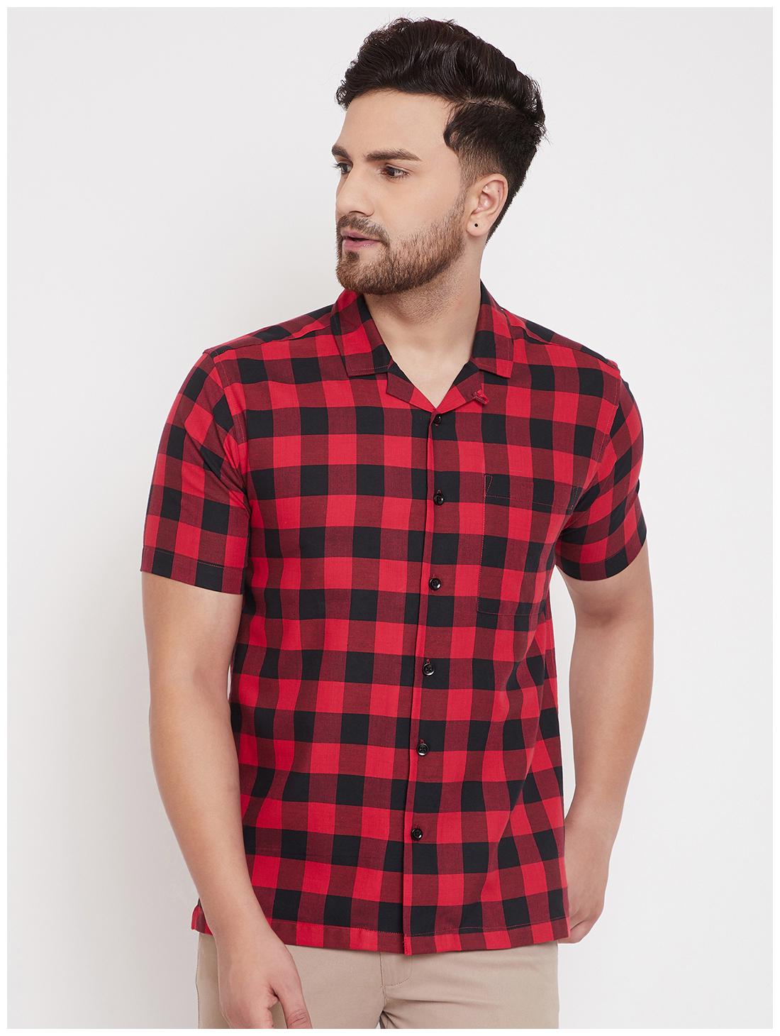 

EVEN Men Red Checked Slim Fit Casual Shirt