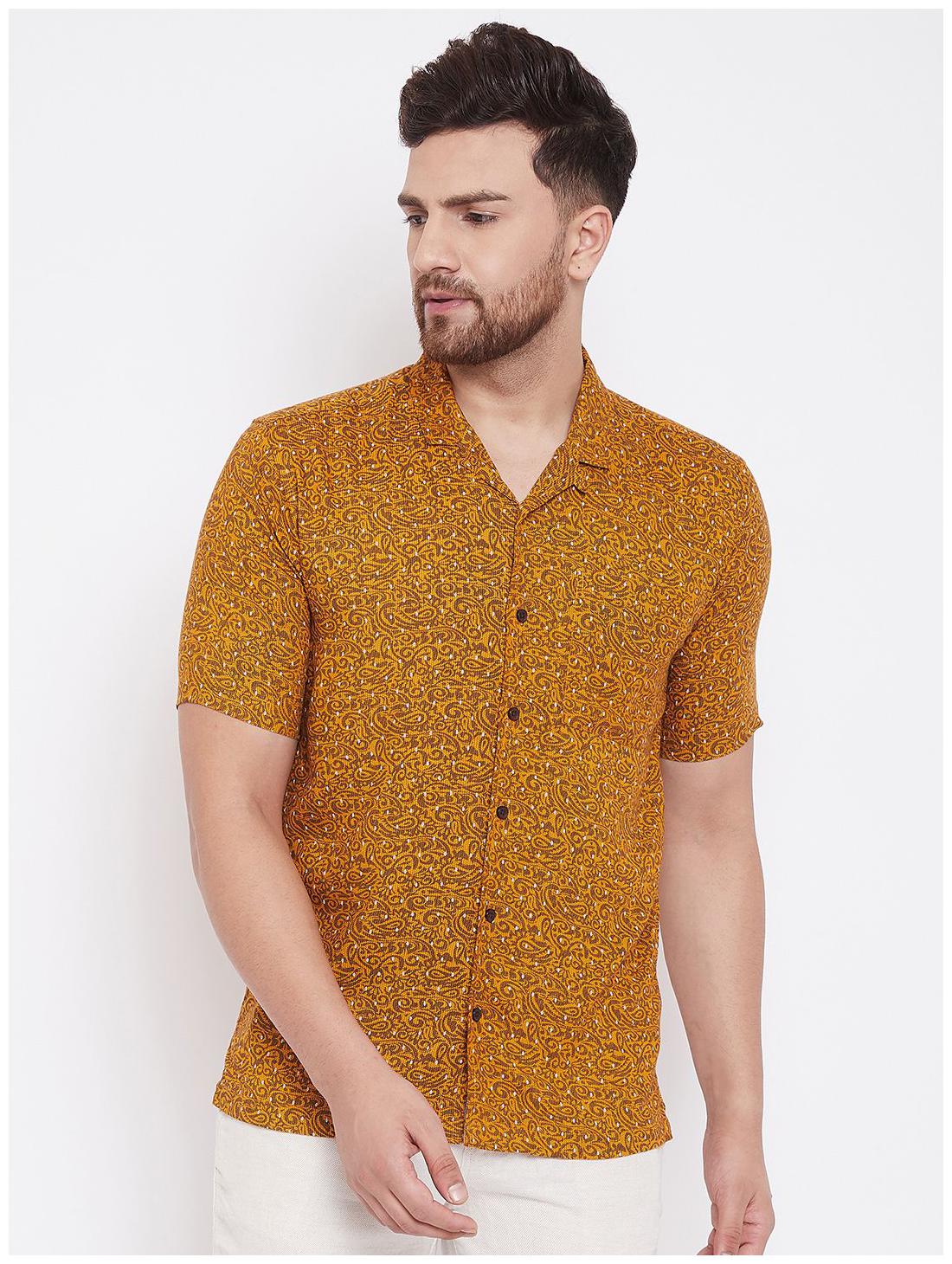 

EVEN Men Yellow Printed Slim Fit Casual Shirt