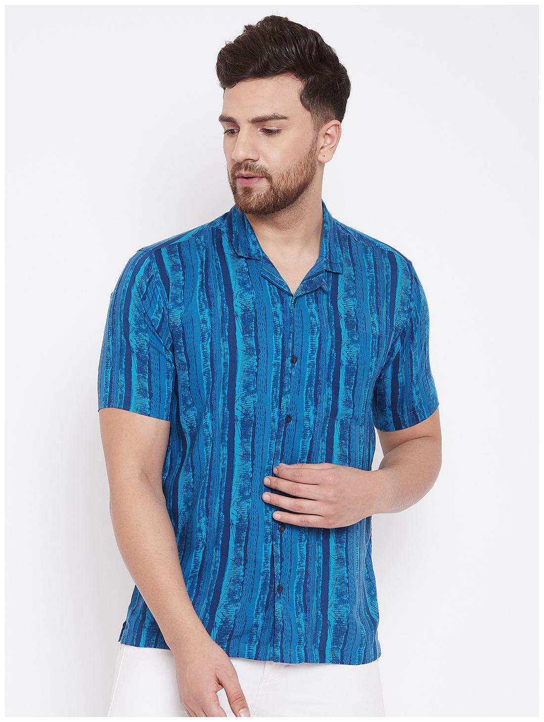 

EVEN Men Blue Printed Slim Fit Casual Shirt
