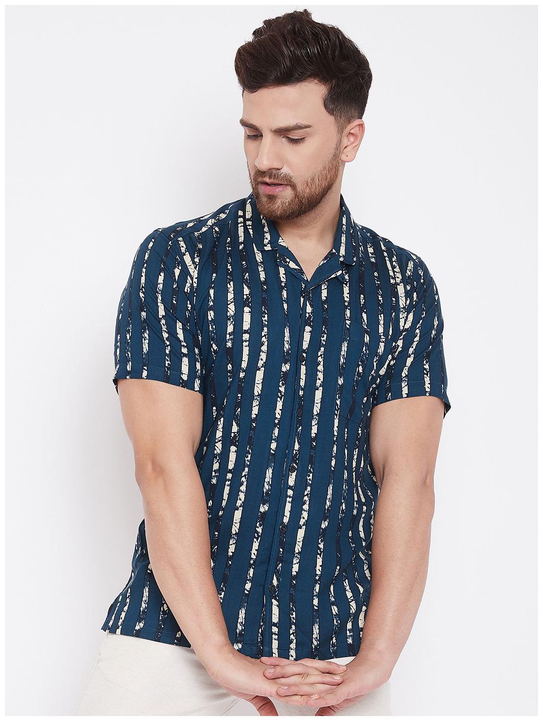 

Even Men Viscose Rayon Slim Fit Casual Shirt (Blue)