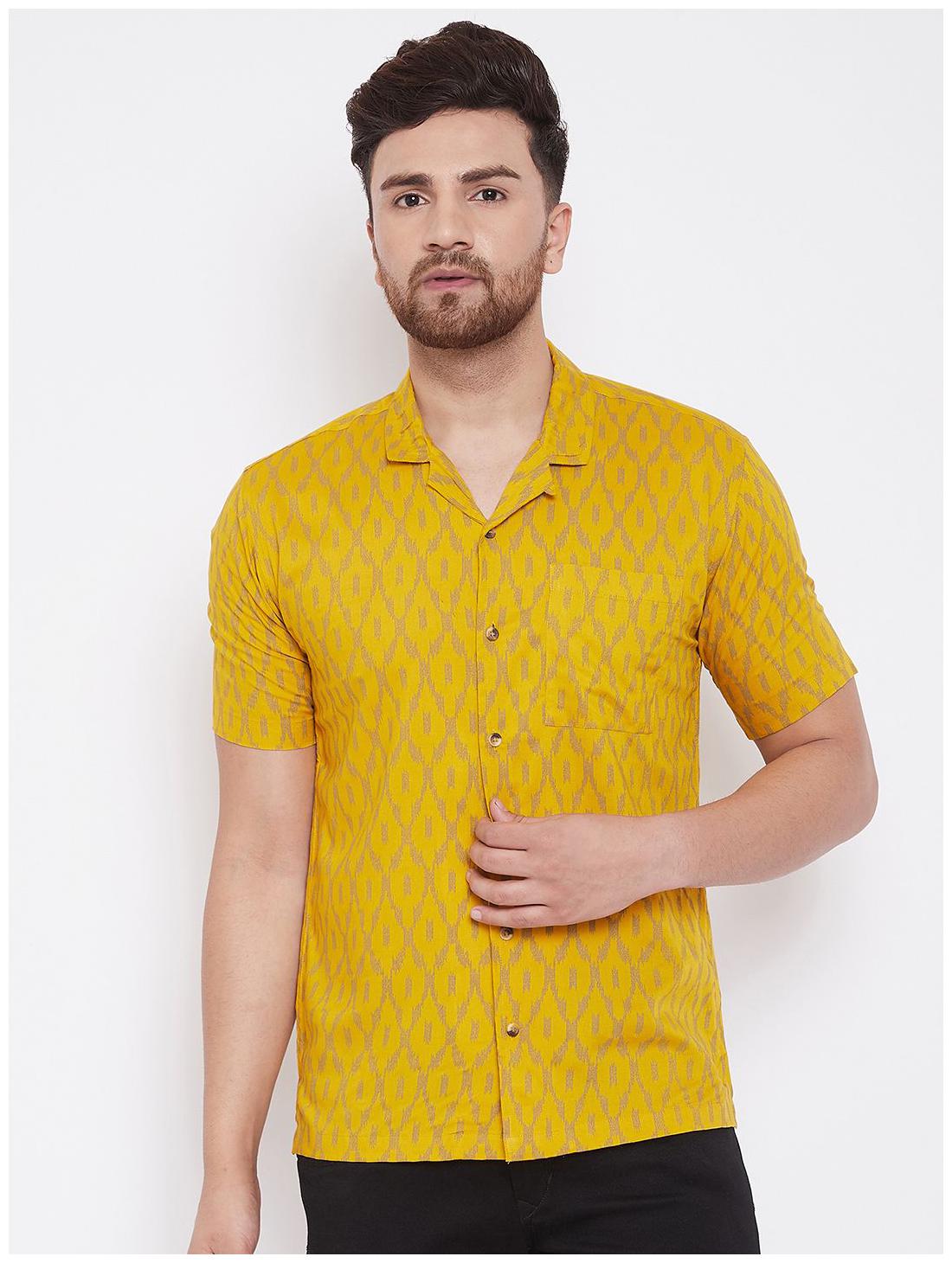 

EVEN Men Yellow Printed Slim Fit Casual Shirt