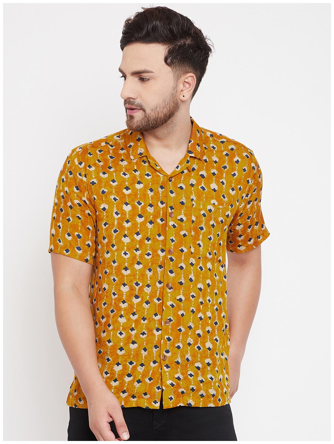 

EVEN Men Yellow Printed Slim Fit Casual Shirt