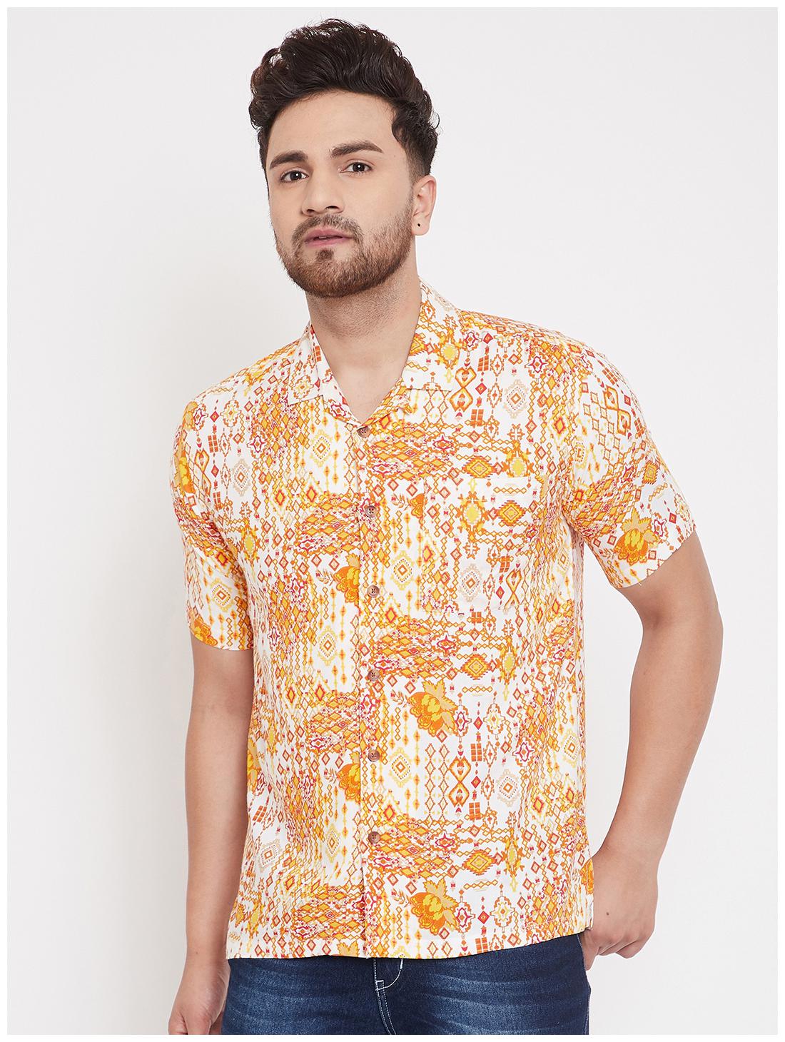 

EVEN Men Yellow Printed Slim Fit Casual Shirt