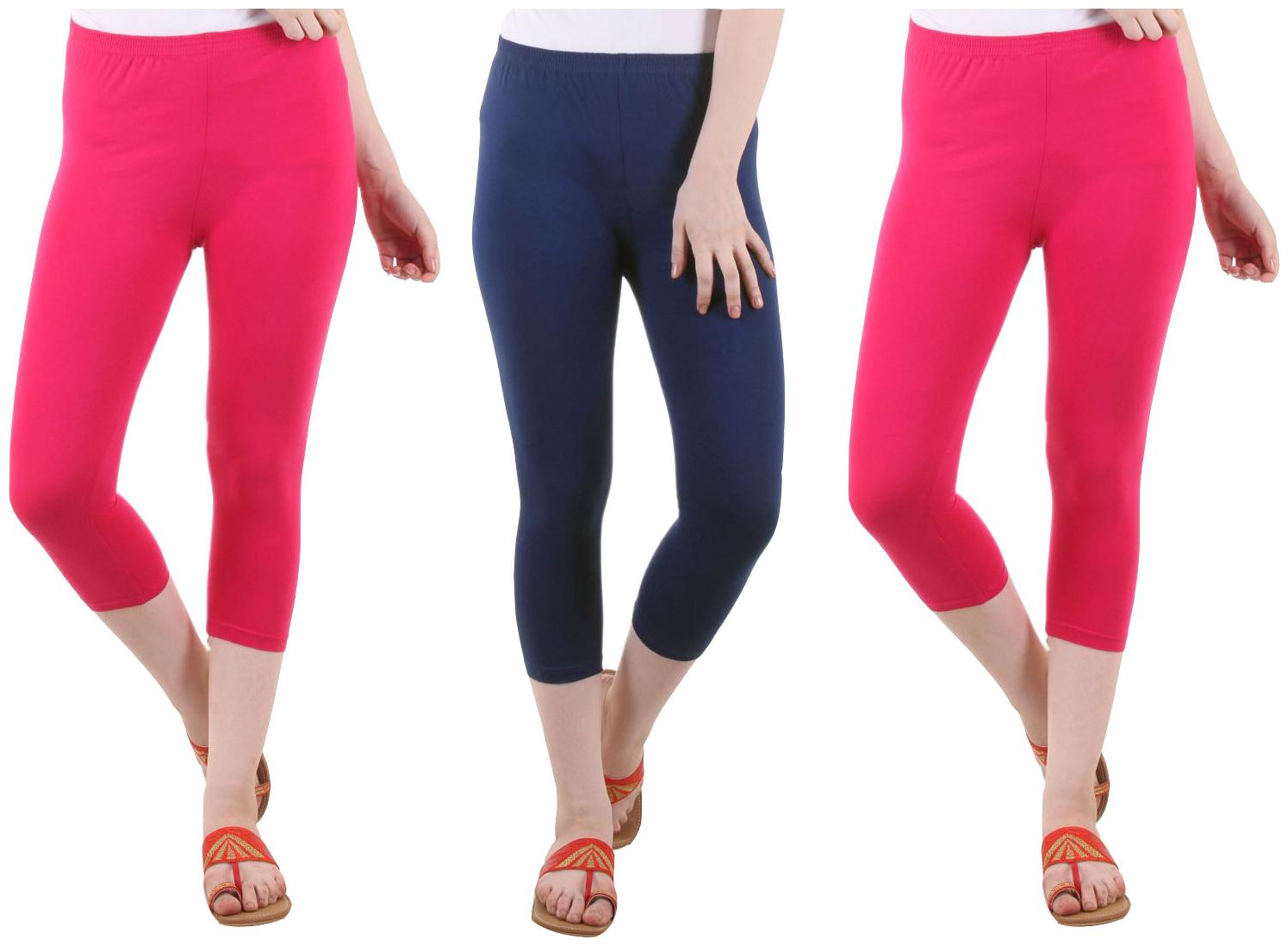 

EVEY Women Solid Regular capri - Pink Blue