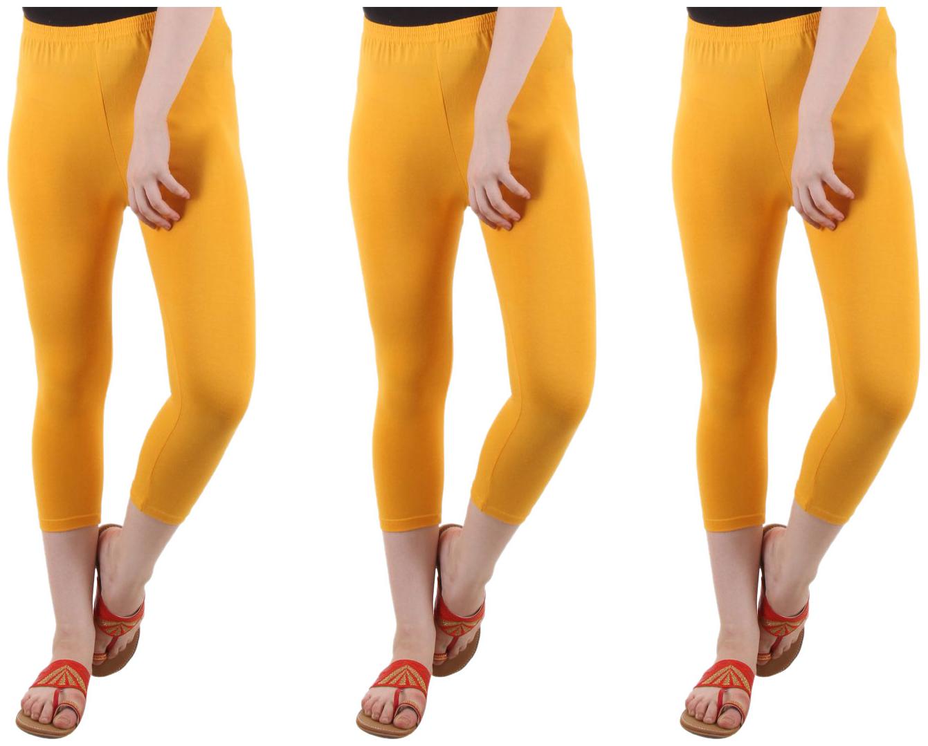 

EVEY Women Solid Regular capri - Yellow