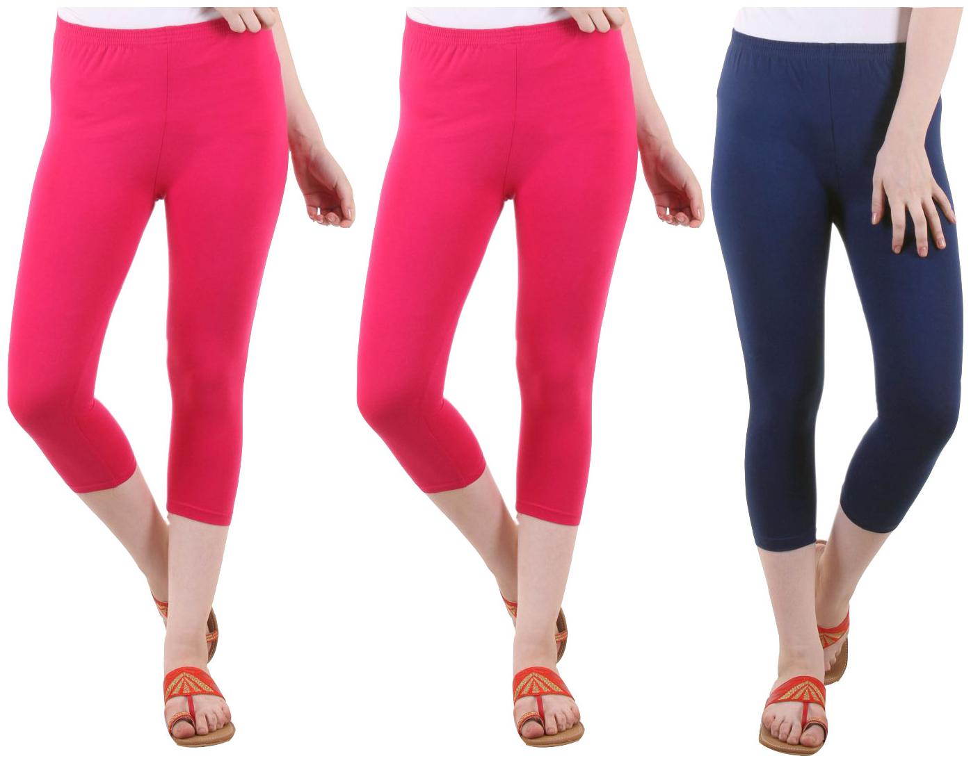 

EVEY Women Solid Regular capri - Pink Blue