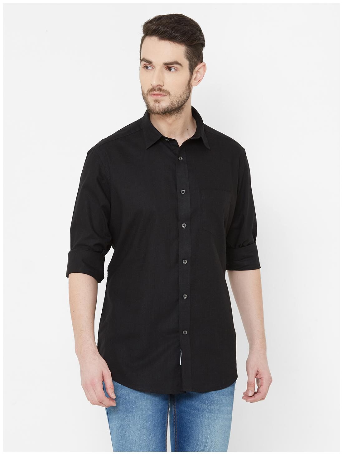 

EVOQ Men Black Solid Regular Fit Casual Shirt