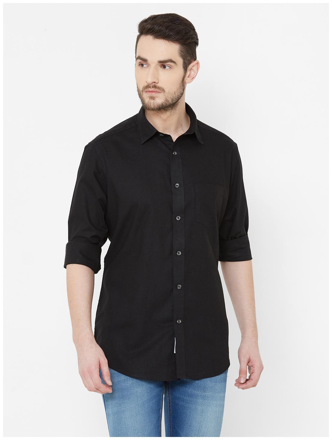 

EVOQ Men Black Solid Regular Fit Casual Shirt