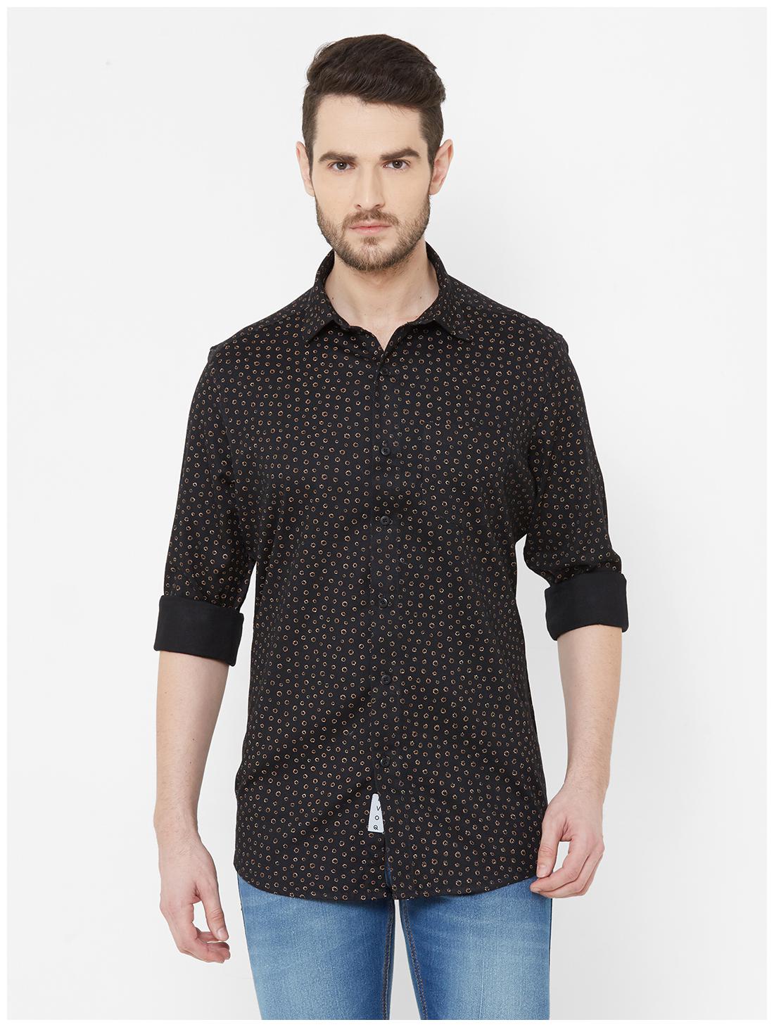 

EVOQ Men Black Printed Regular Fit Casual Shirt