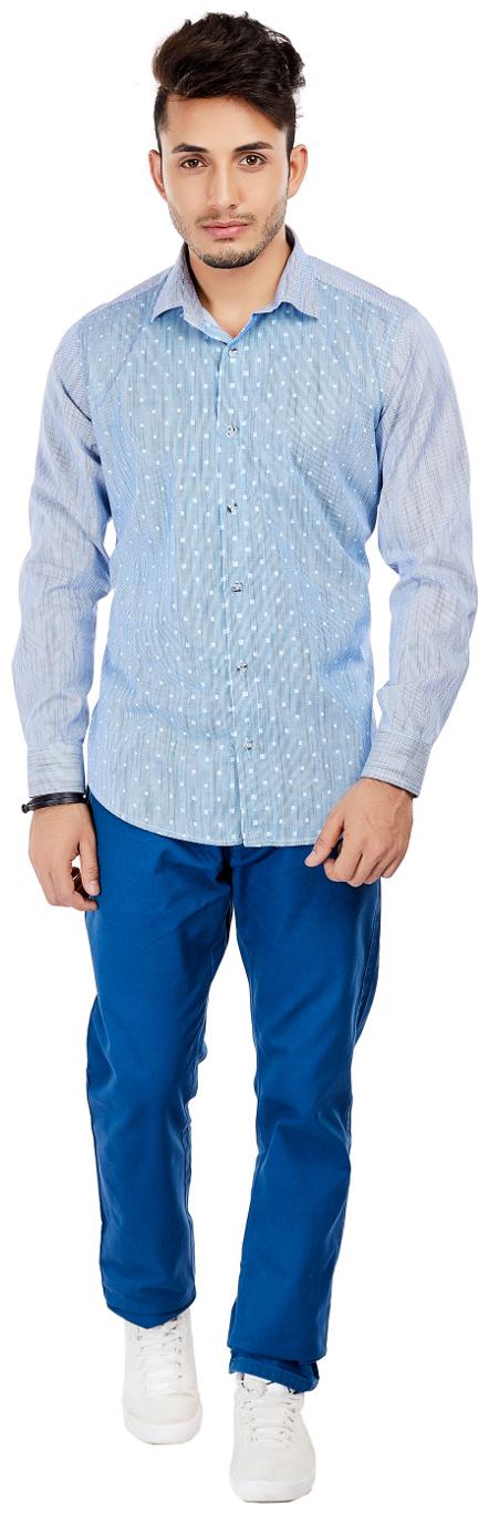 

EVOQ Men Blue Printed Slim Fit Casual Shirt