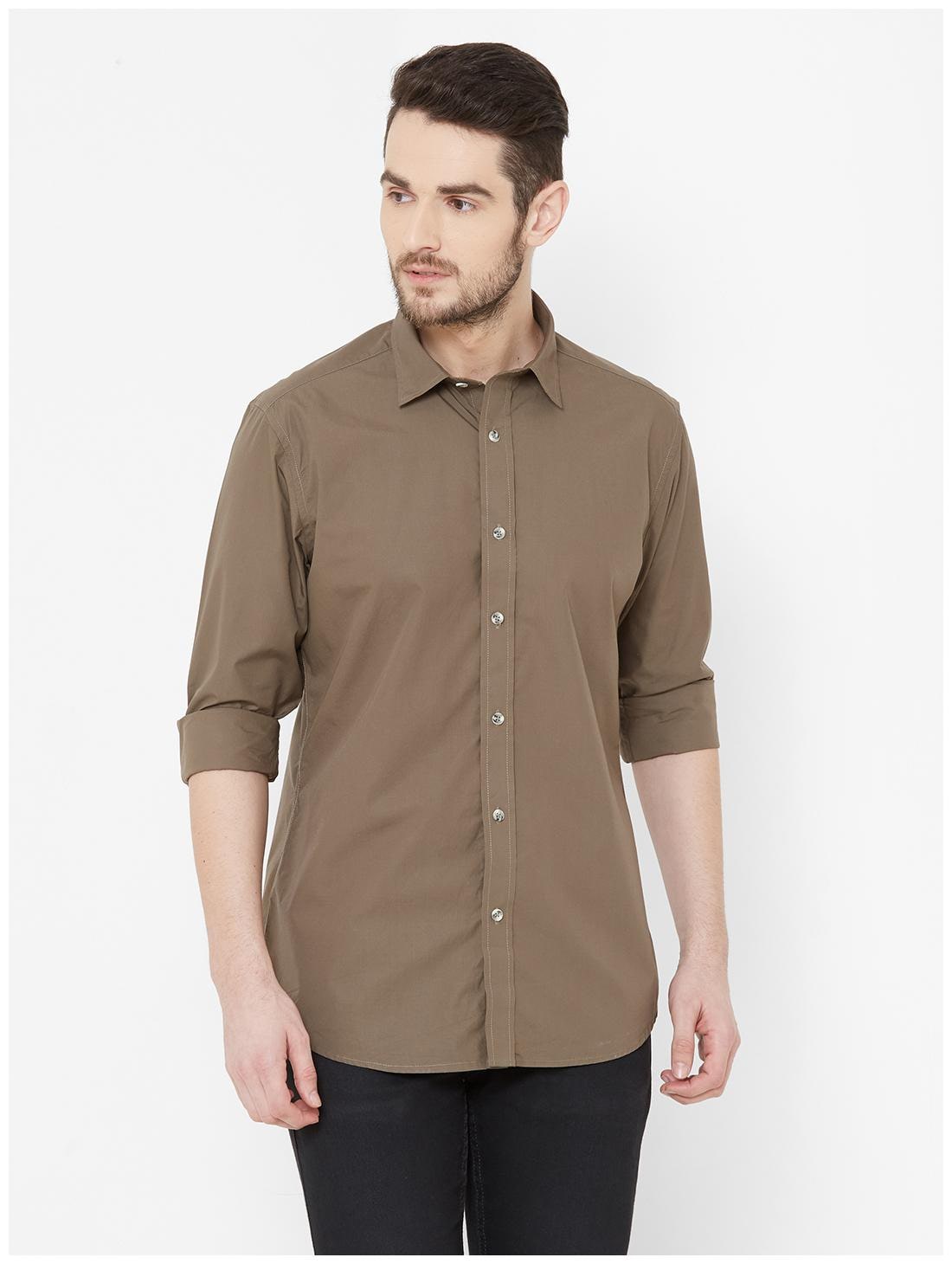 

EVOQ Men Brown Solid Regular Fit Casual Shirt