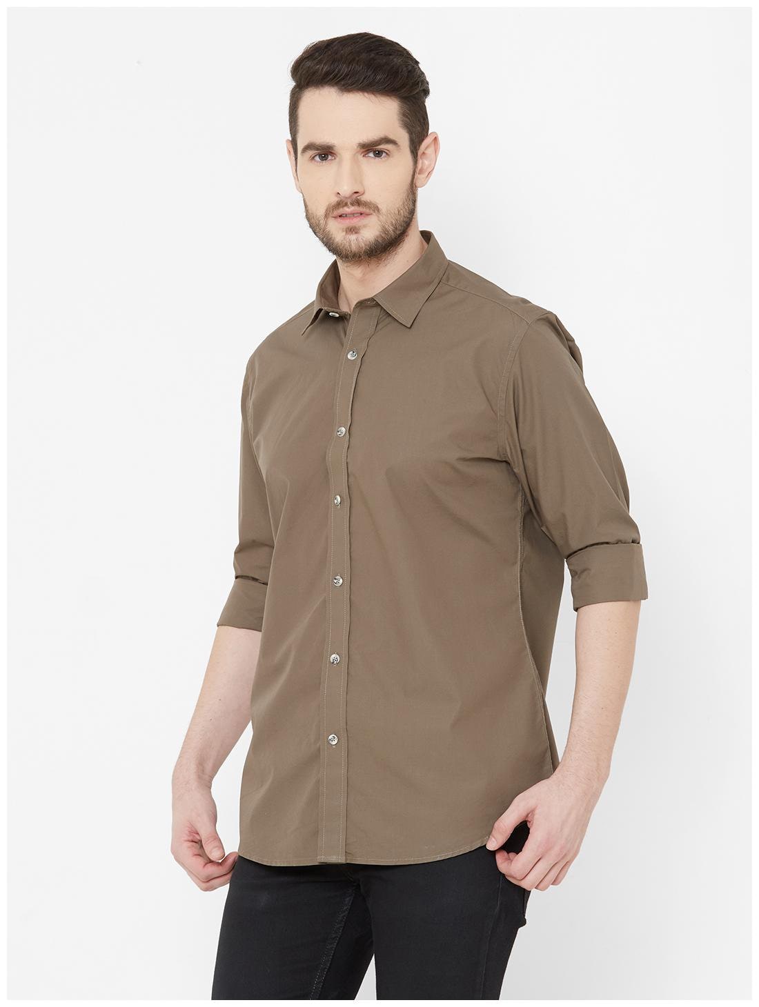 

EVOQ Men Brown Solid Regular Fit Casual Shirt