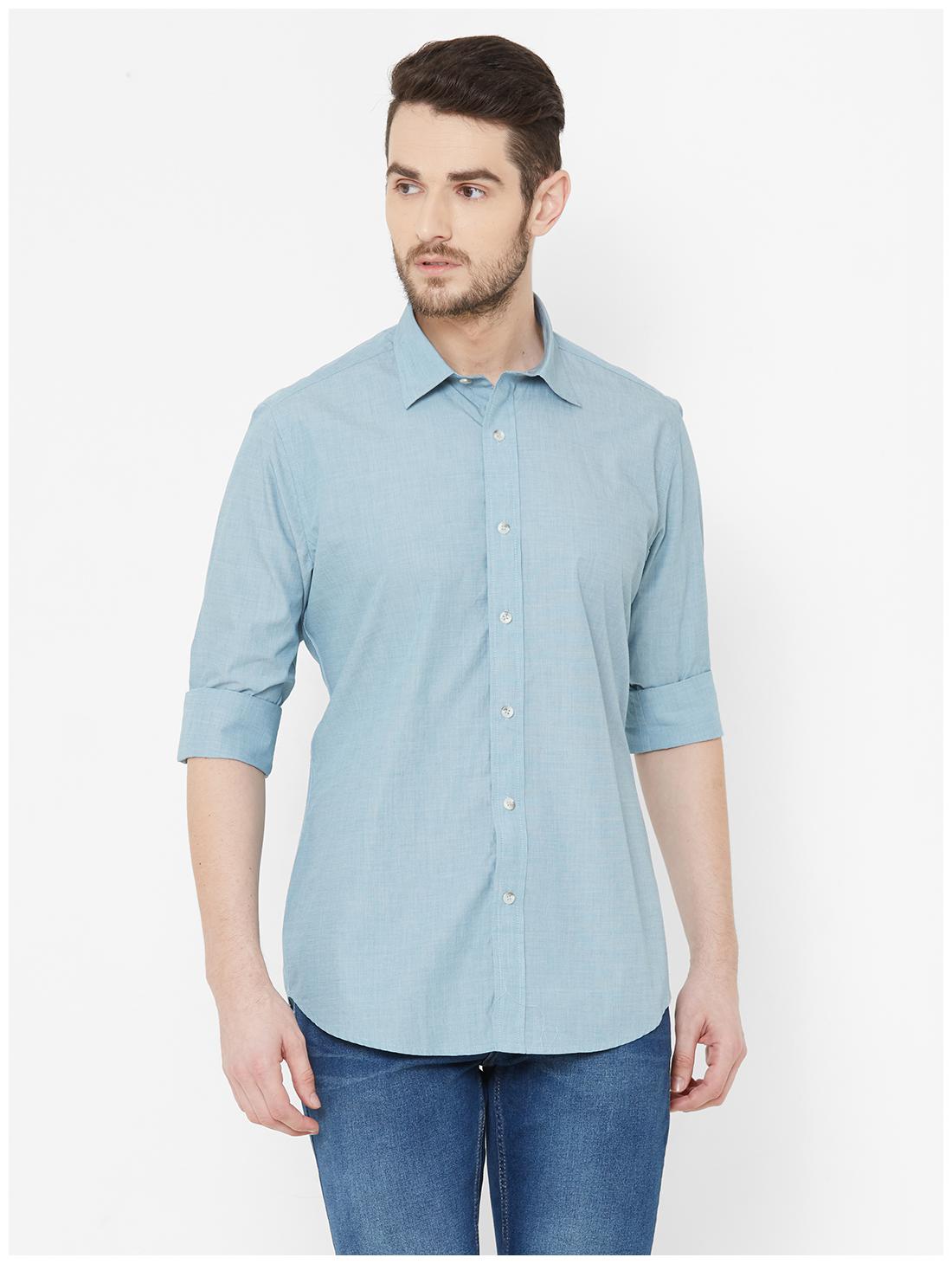 

EVOQ Men Blue Solid Regular Fit Casual Shirt