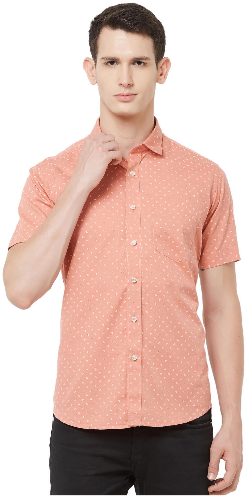 

EVOQ Men Orange Printed Regular Fit Casual Shirt