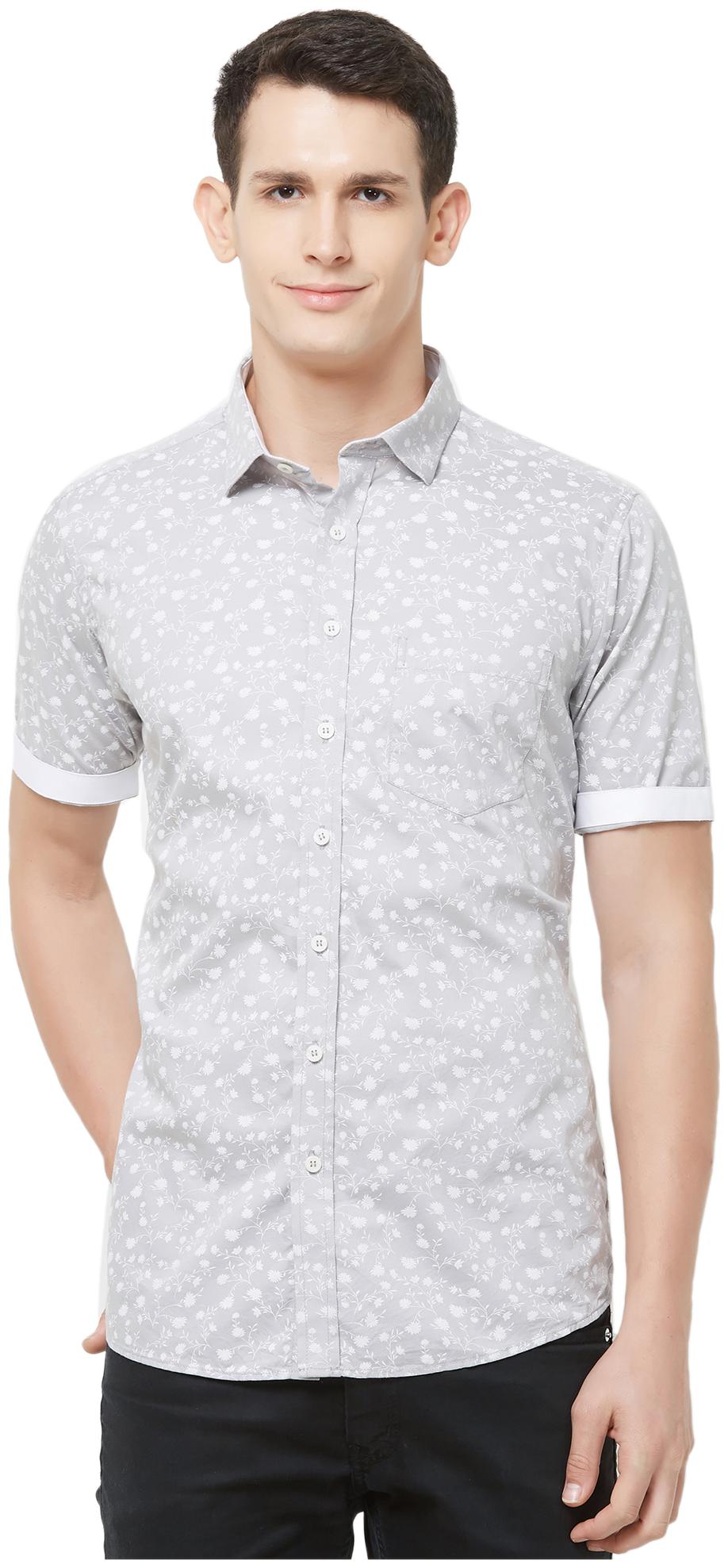 

EVOQ Men Grey Printed Regular Fit Casual Shirt