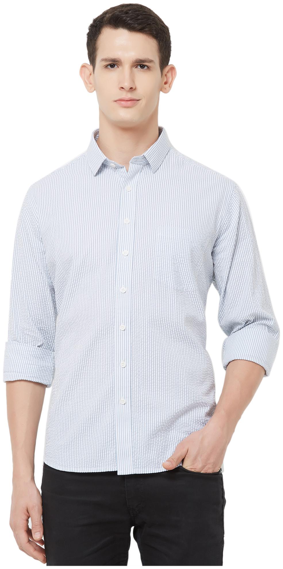 

EVOQ Men White Pinstrips Regular Fit Casual Shirt