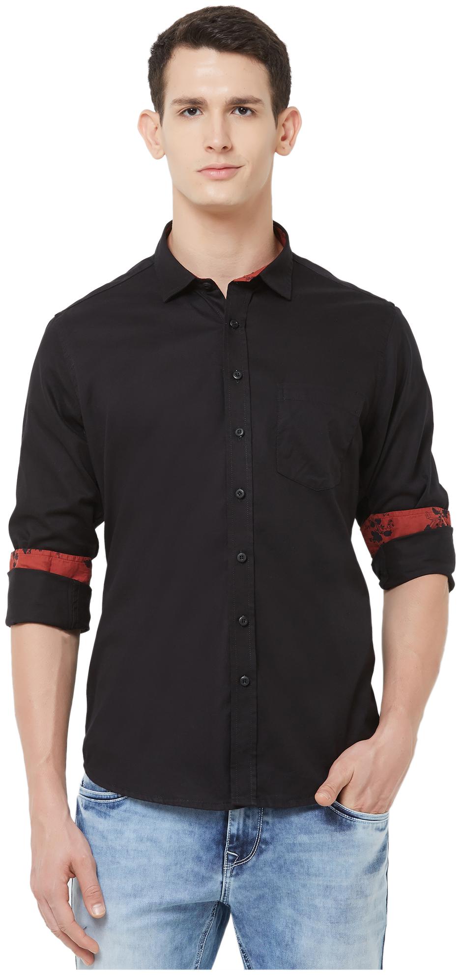 

EVOQ Men Black Solid Regular Fit Casual Shirt
