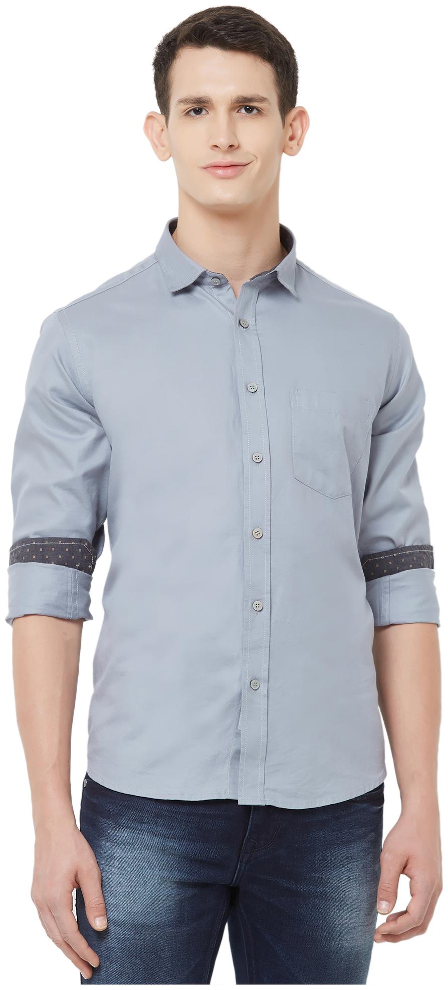 

EVOQ Men Grey Solid Regular Fit Casual Shirt
