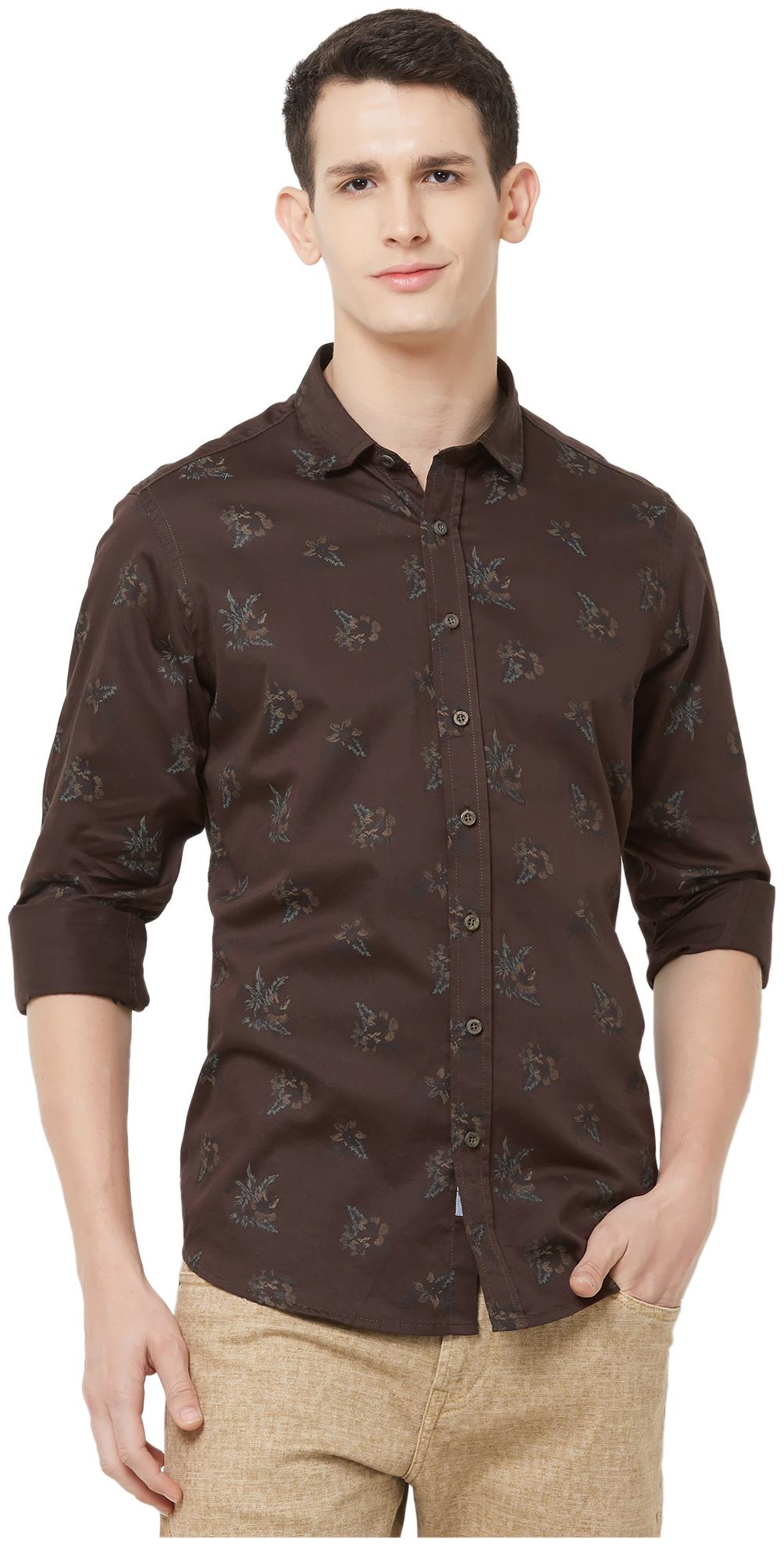 

EVOQ Men Brown Floral Regular Fit Casual Shirt