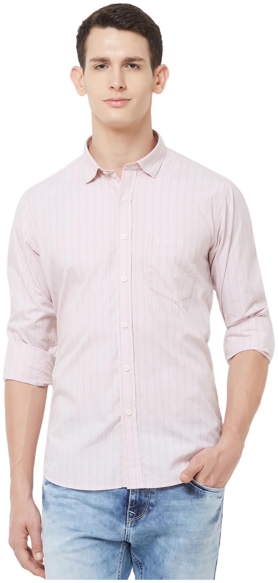 

EVOQ Men Pink Pinstrips Regular Fit Casual Shirt