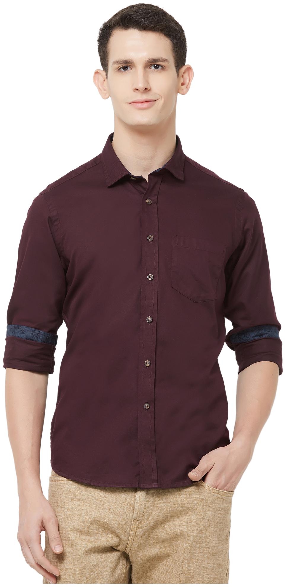 

EVOQ Men Maroon Solid Regular Fit Casual Shirt