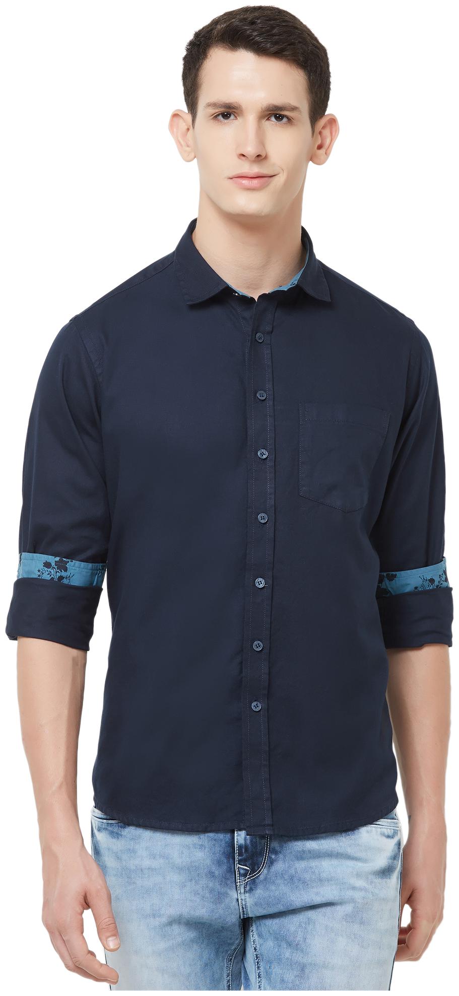 

EVOQ Men Blue Solid Regular Fit Casual Shirt