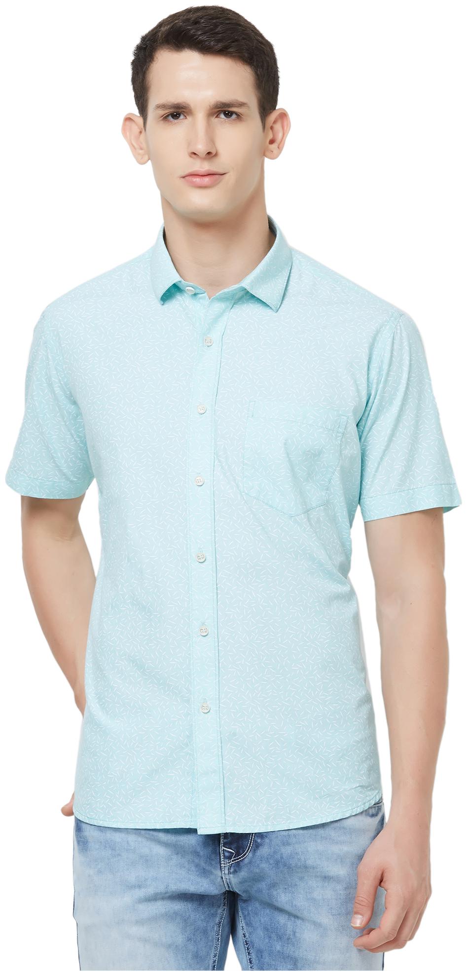 

EVOQ Men Green Printed Regular Fit Casual Shirt