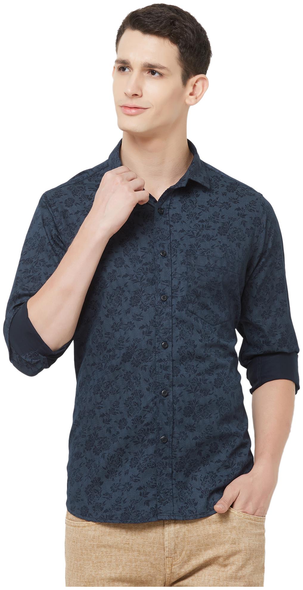 

EVOQ Men Blue Printed Regular Fit Casual Shirt