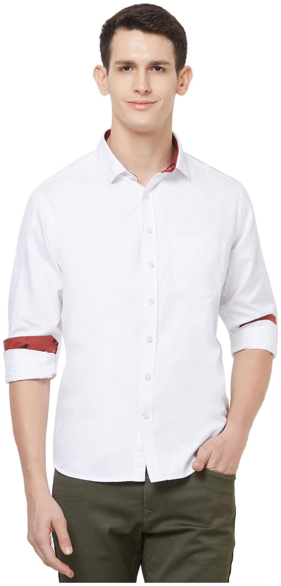 

EVOQ Men White Solid Regular Fit Casual Shirt