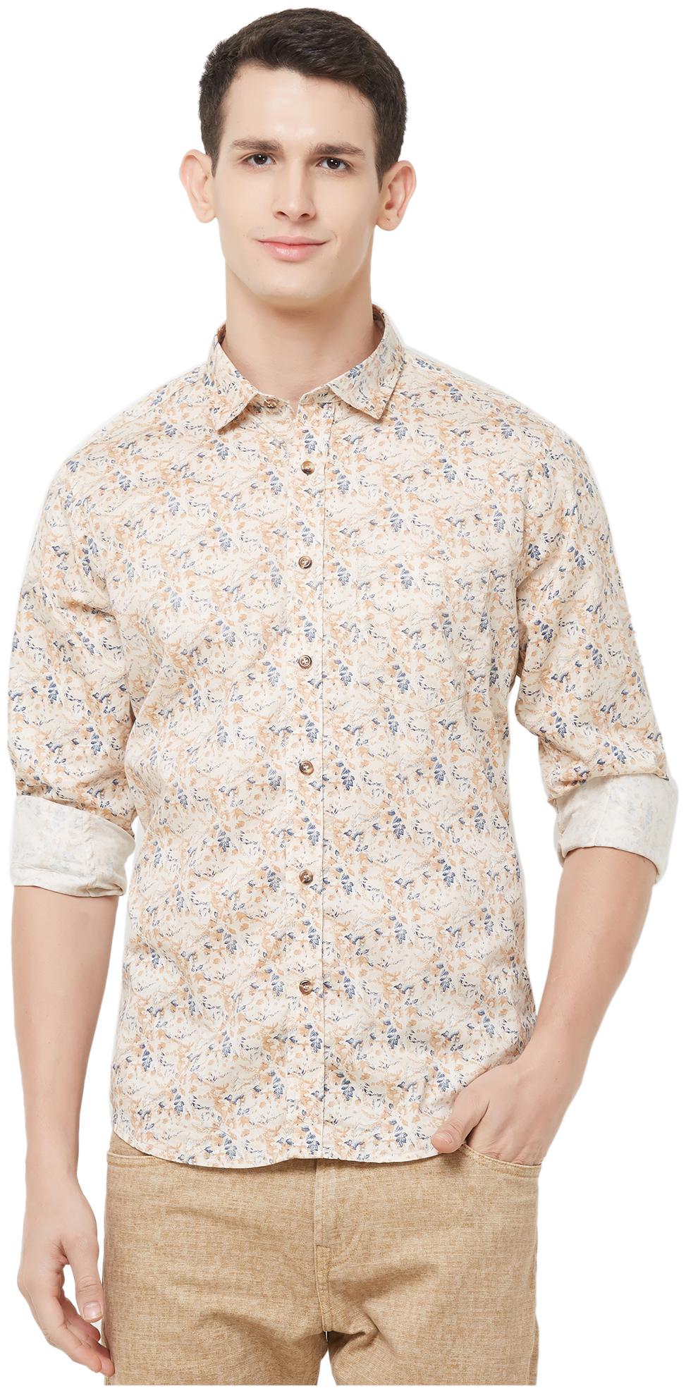 

EVOQ Men Beige Floral Regular Fit Casual Shirt