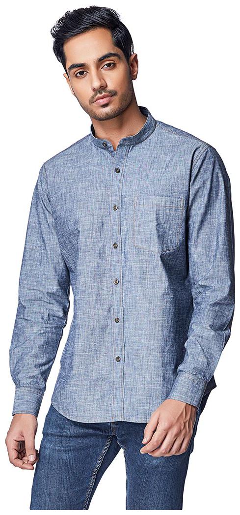 

EVOQ Men Blue Solid Regular Fit Casual Shirt