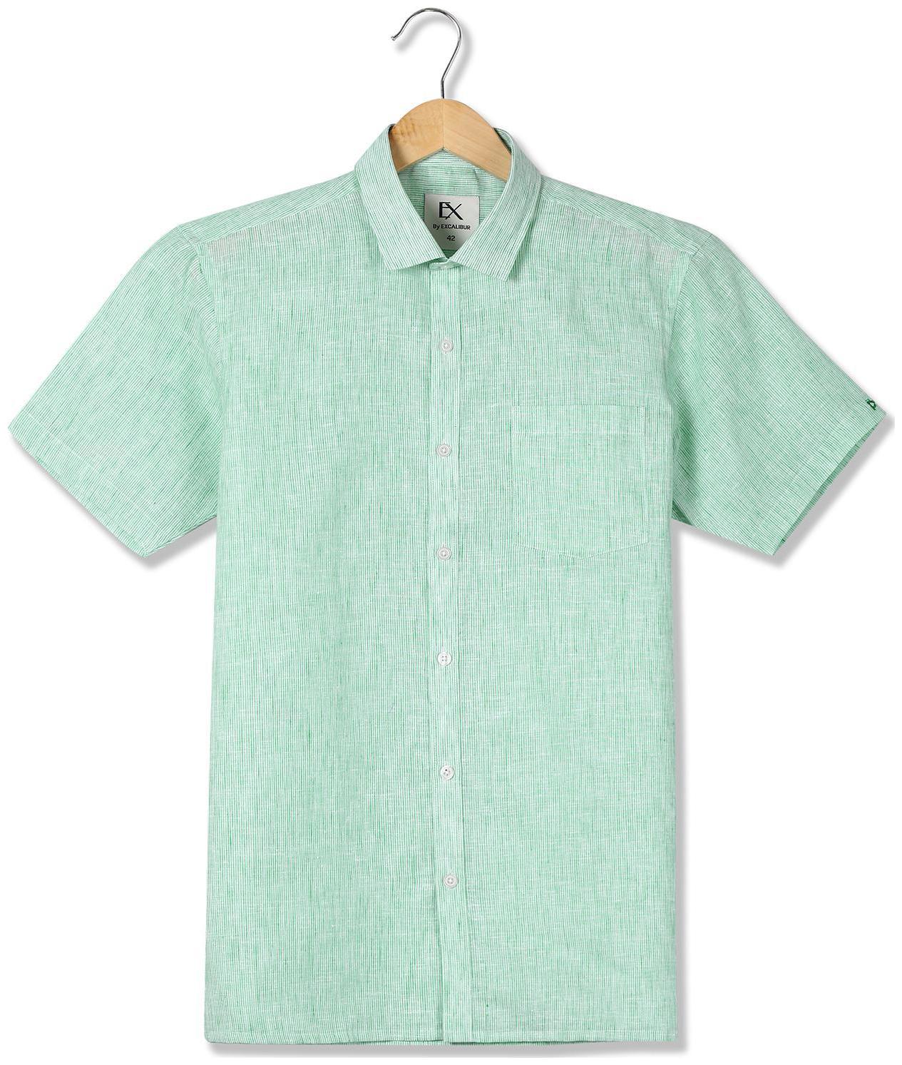 

Excalibur Men Green Weaved Regular Fit Casual Shirt