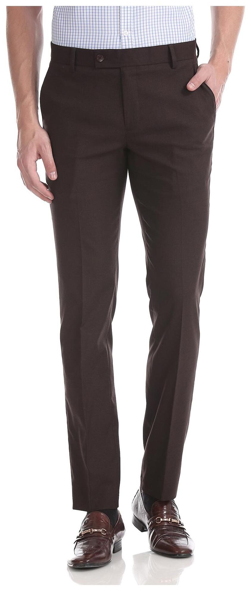 

Excalibur Men Checked Slim Fit Formal Trouser - Brown