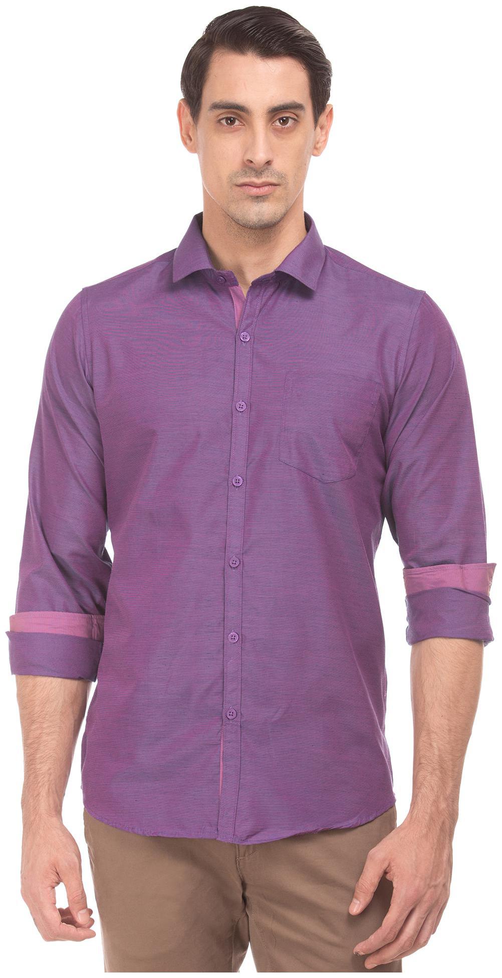 

Excalibur Men Purple Checked Slim Fit Casual Shirt