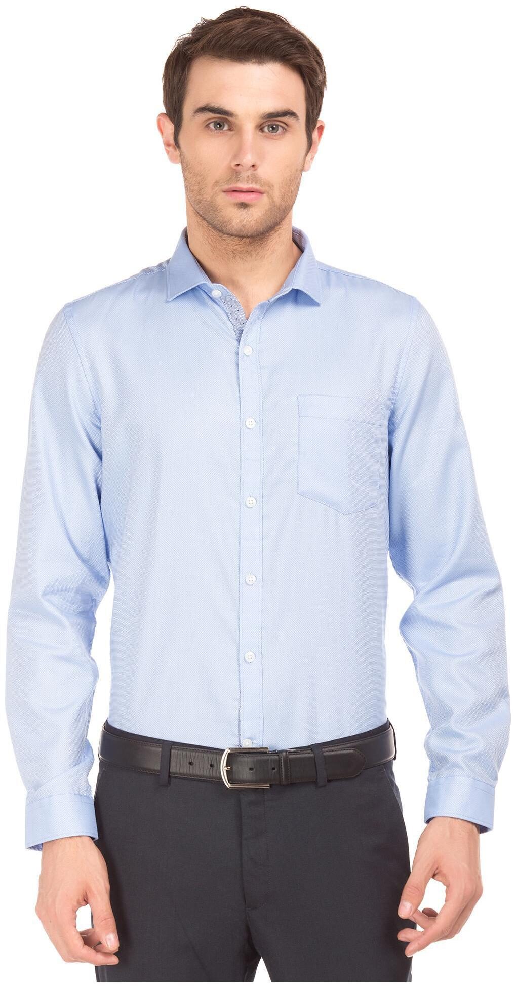 

Excalibur Men Blue Weaved Slim Fit Casual Shirt
