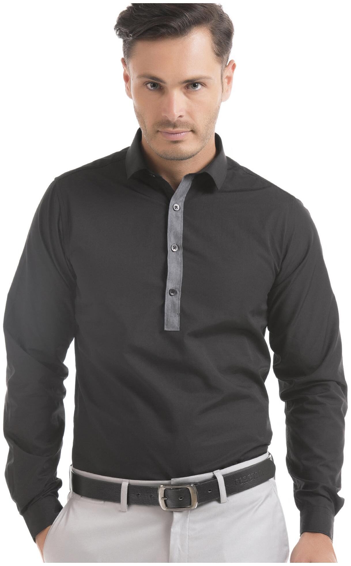 

Excalibur Men Black Solid Slim Fit Casual Shirt