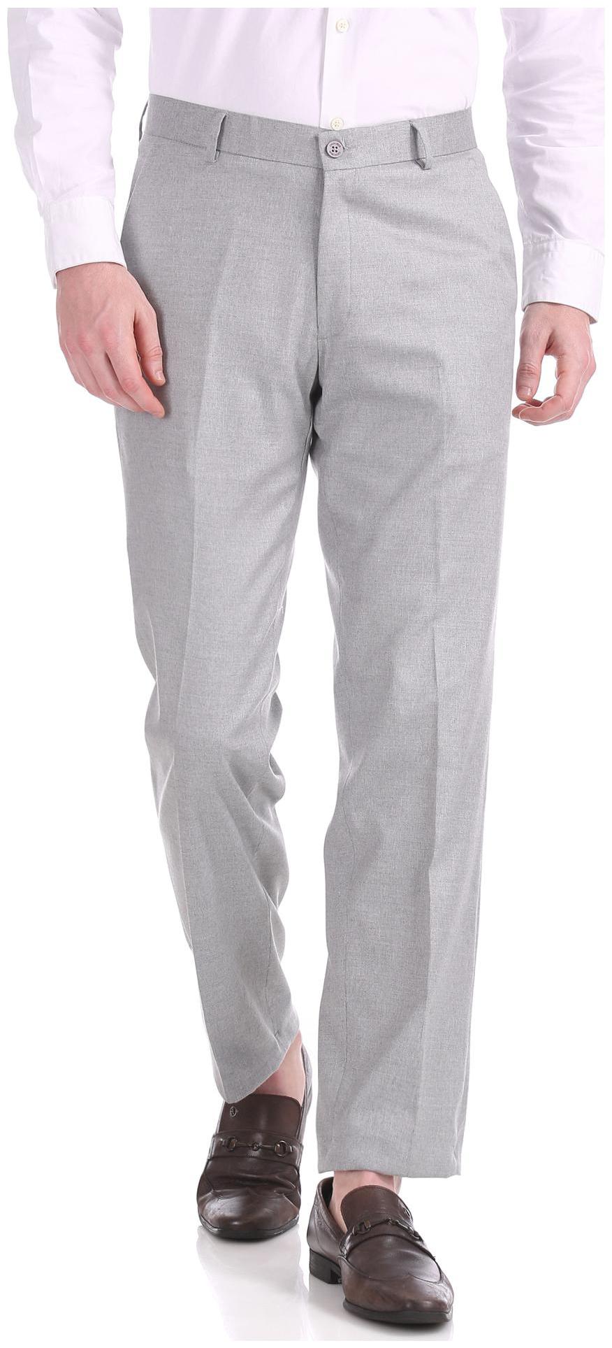 

Excalibur Men Solid Regular Fit Formal Trouser - Grey