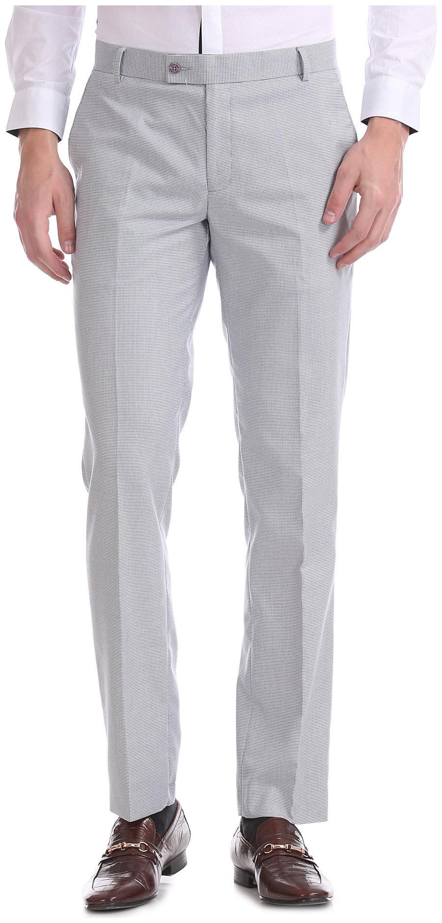 

Excalibur Men Textured Slim Fit Formal Trouser - Grey