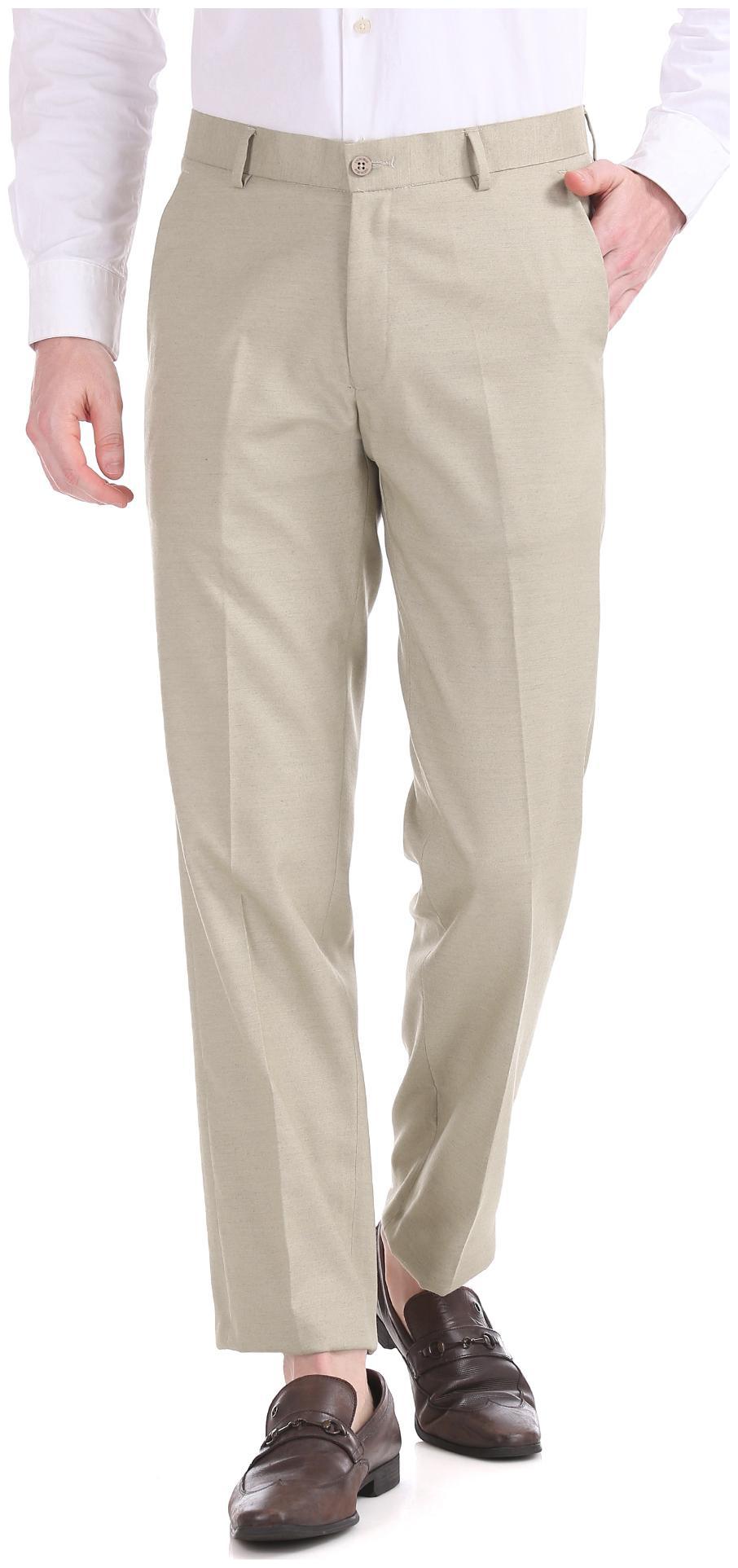 

Excalibur Men Solid Regular Fit Formal Trouser - Beige
