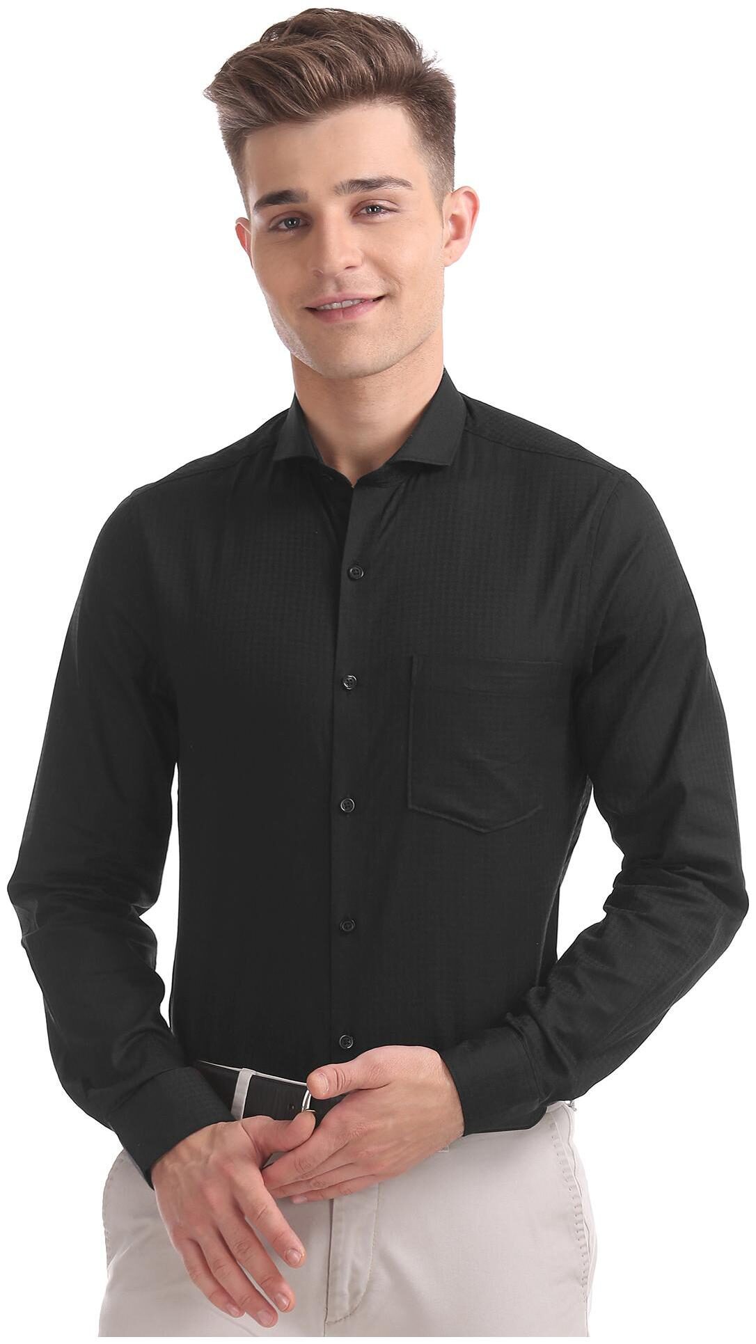 

Excalibur Men Slim fit Formal Shirt - Black