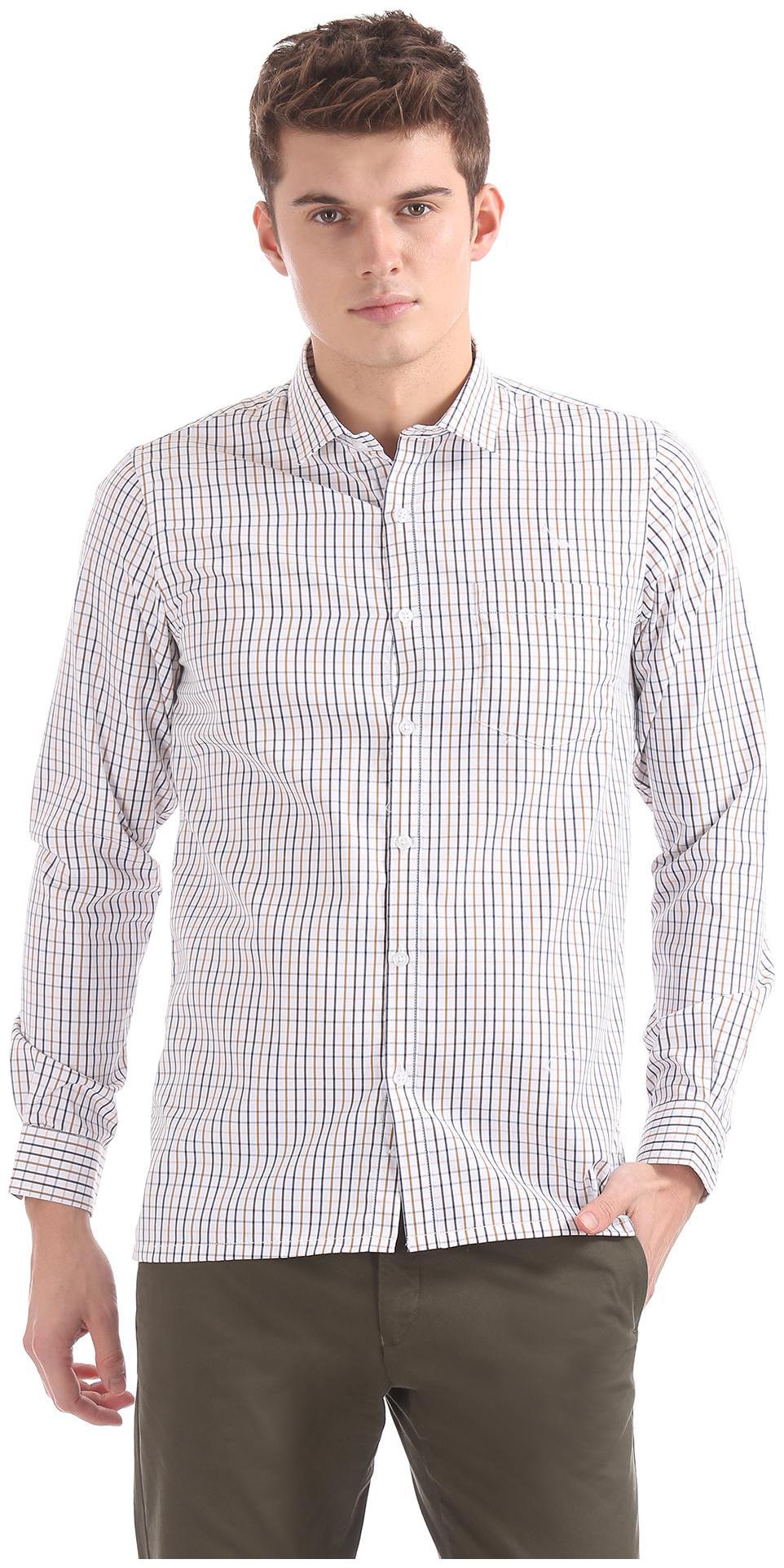 

Excalibur Men White Checked Slim Fit Casual Shirt