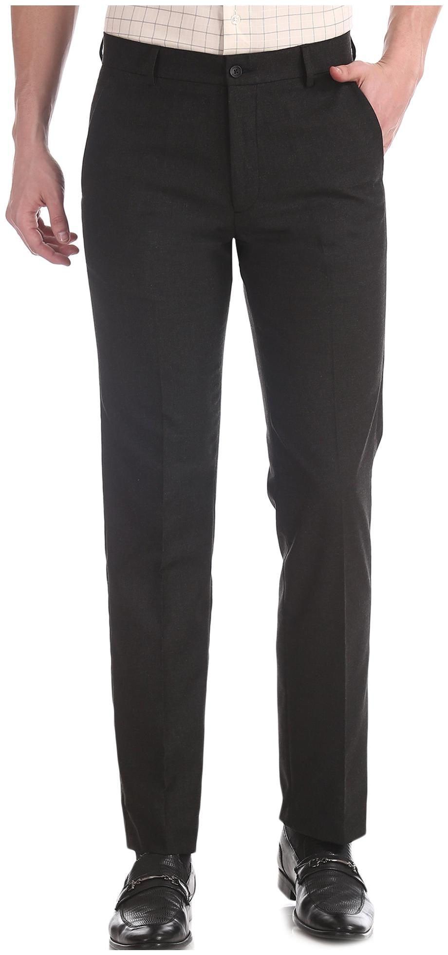

Excalibur Men Solid Slim Fit Formal Trouser - Black