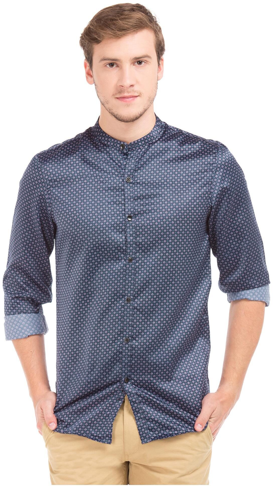 

Excalibur Men Blue Printed Slim Fit Casual Shirt