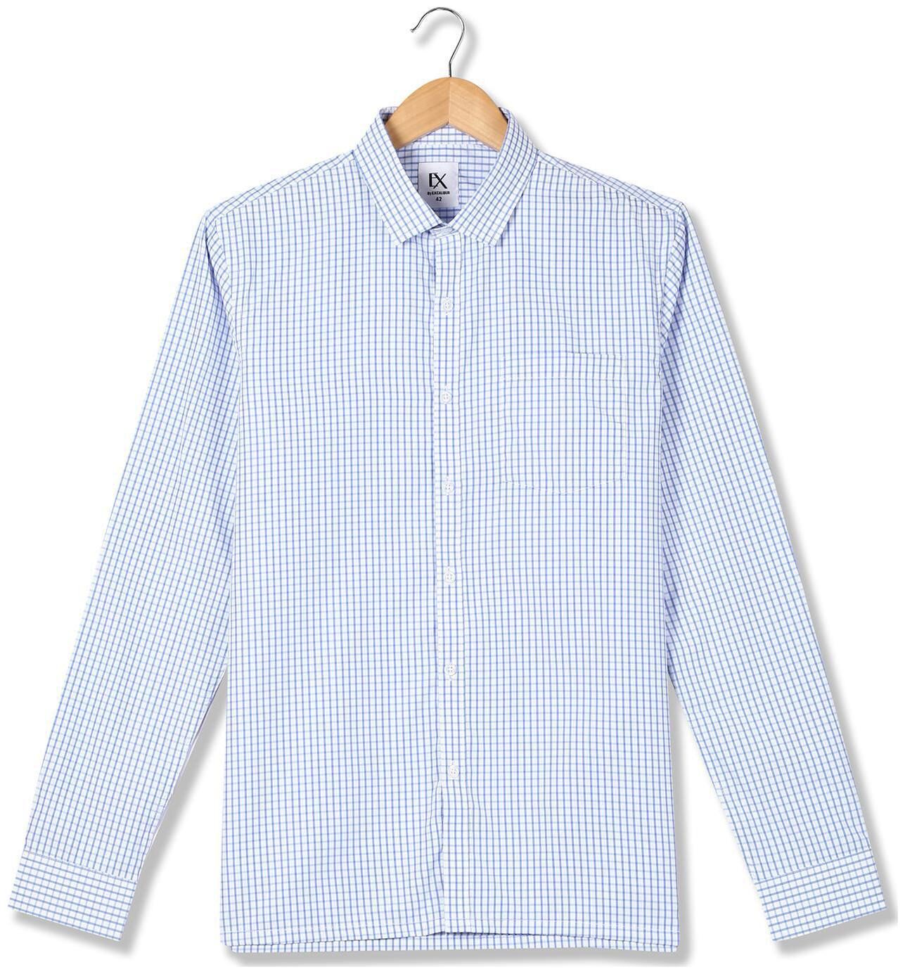 

Excalibur Men Blue Checked Regular Fit Casual Shirt