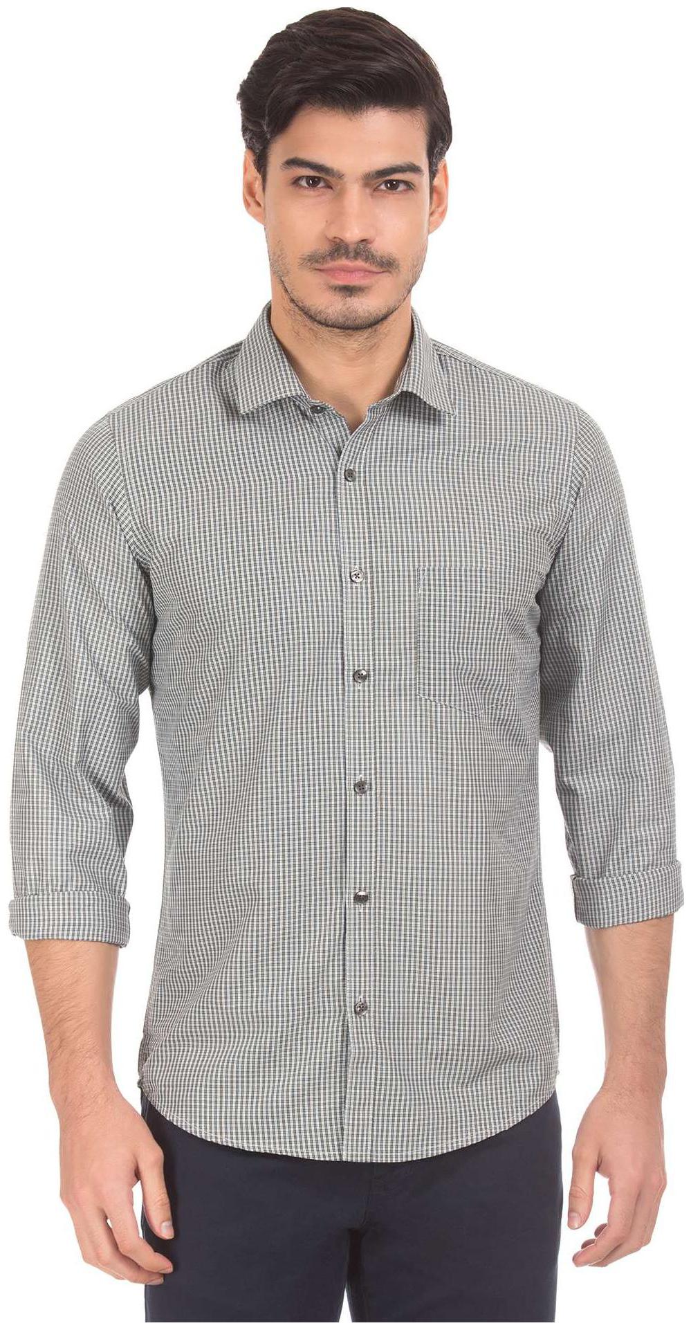 

Excalibur Men Green Checked Slim Fit Casual Shirt