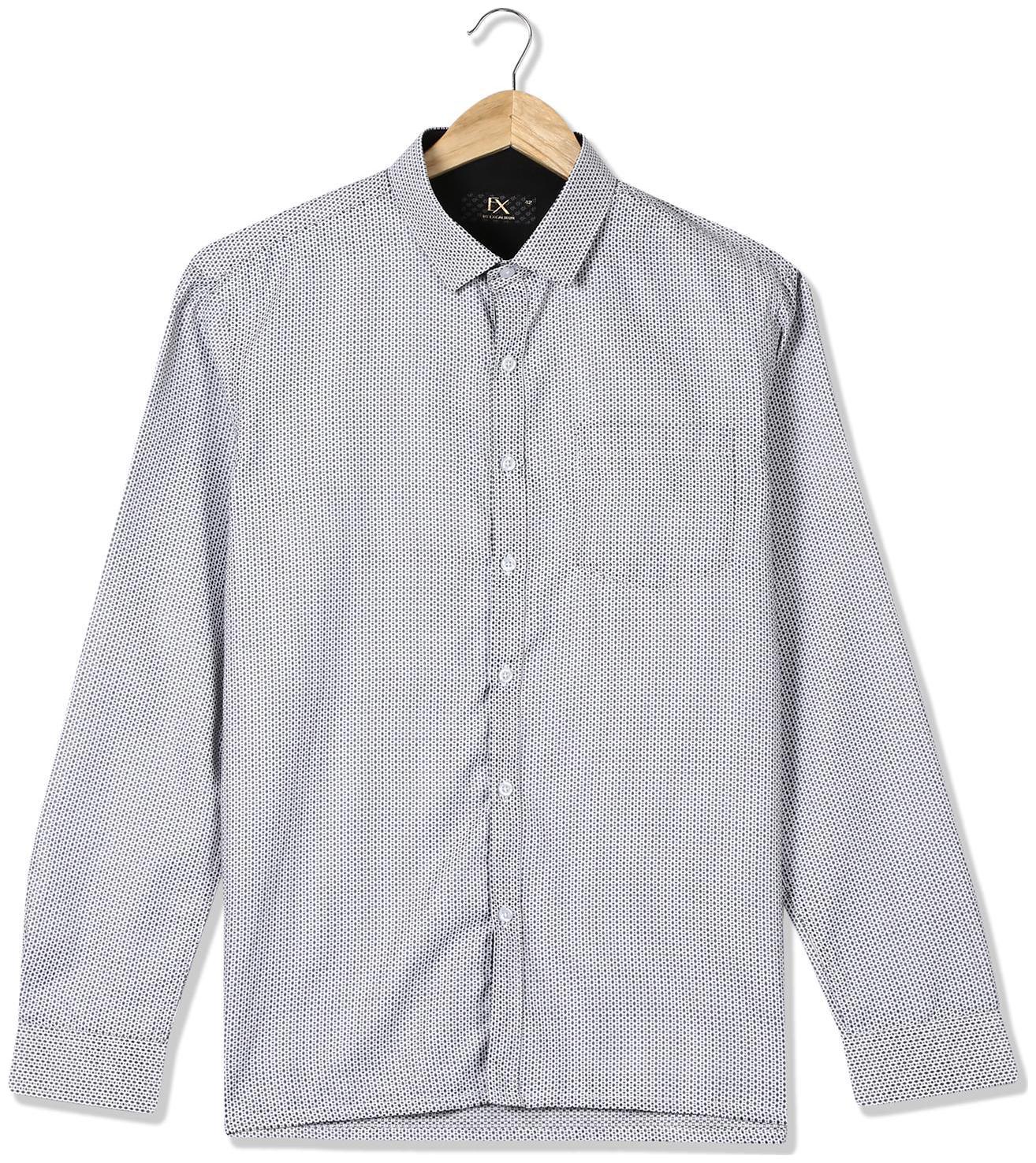 

Excalibur Men White Weaved Regular Fit Casual Shirt